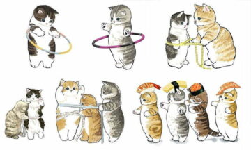 ภาพวาดสุดน่ารัก ของพลพรรคน้องเหมียว รวมตัวกันมาออกกำลังกาย